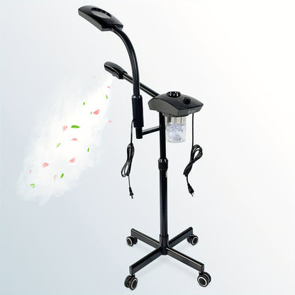 Professional Facial Steamer 2-in-1 Ozone — Wheeled Spa Steamer with 3X Magnifying Lamp, Timer Preset, Home Face Sauna & Skin Care Beauty Device