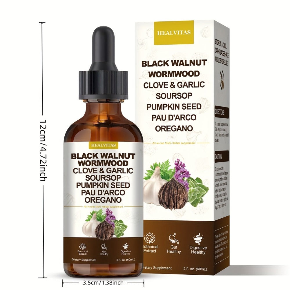 [Gut Health Supplement] Black Walnut Wormwood Tincture-All-In-One Multi-Herbal Drop, with Oregano Garlic & Berberine, Soursop|Support Colon Health, Gut Health, Digestive Health|Gut Health Supplement|Advanced Herbal Formula|Gut-Friendly, 2fl.oz