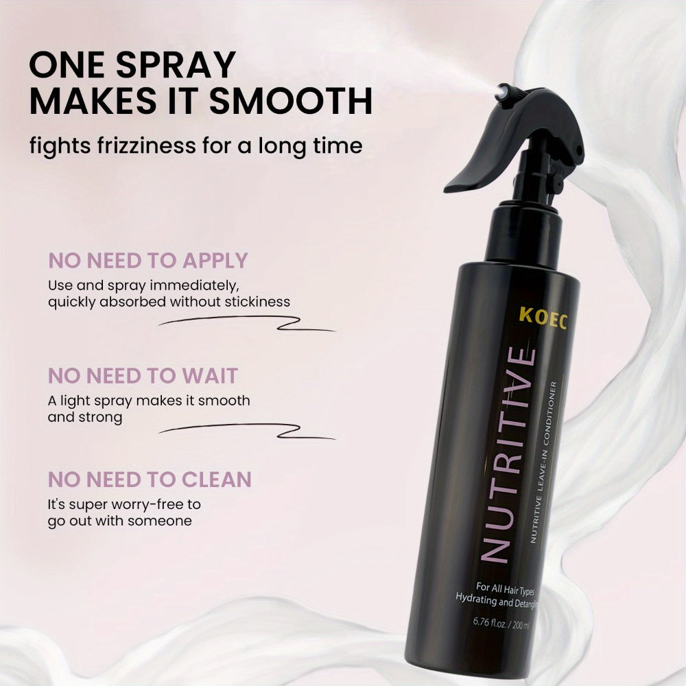 Leave-In Conditioner with Hydrolyzed Keratin & Biotin — Anti-Frizz Detangler, Argan Oil & Plant Extracts, Repairs Split Ends & Breakage, Color-Safe for Curly, Dry & Damaged Hair, 6.76 oz