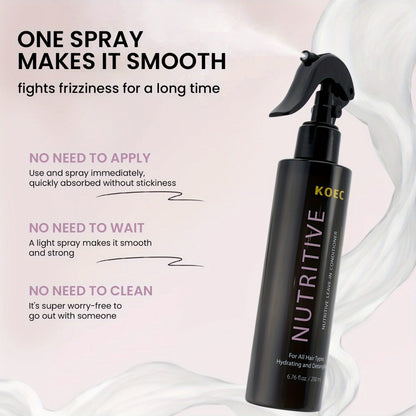 Leave-In Conditioner with Hydrolyzed Keratin & Biotin — Anti-Frizz Detangler, Argan Oil & Plant Extracts, Repairs Split Ends & Breakage, Color-Safe for Curly, Dry & Damaged Hair, 6.76 oz