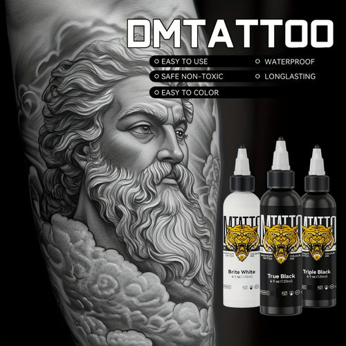 Tattoo Ink Solid Color 4.06oz Professional DM Advanced Formula Triple Black True Black Bright White Fire Red Royal Blue Canary Yellow Leaf Green Outline Ink