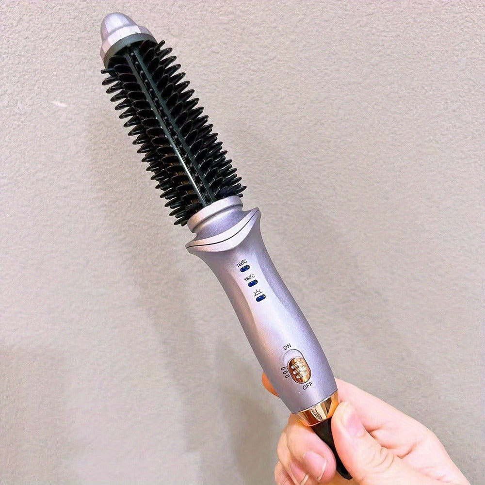 Heated Curling Brush with a Thermal Design, Comb, Ceramic Curling Iron, Volumizing Round Brush, And a Travel-Friendly Hair Curler