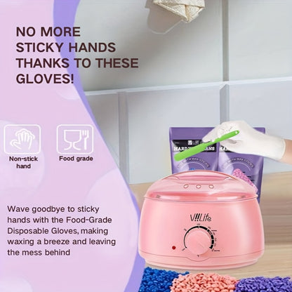 Wax Warmer Kit with 43 Accessories — Pink Wax Beads Hair Removal Set for Women & Men, Wax Pot for Face, Eyebrow, Body, Brazilian & Bikini | Home Salon Waxing Machine