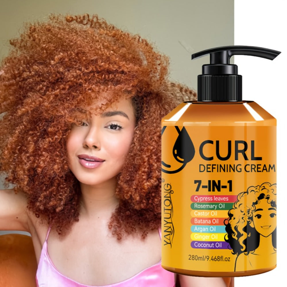 Styling Cream for Curly & Wavy Hair 7-in-1 - Long-Lasting Hold, Flexible Definition & Frizz Control, Non-Sticky Formula for Adults, 280ml