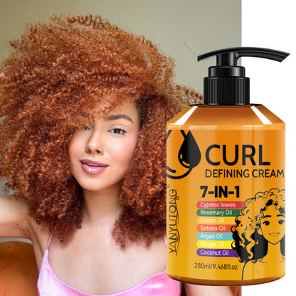 Styling Cream for Curly & Wavy Hair 7-in-1 - Long-Lasting Hold, Flexible Definition & Frizz Control, Non-Sticky Formula for Adults, 280ml