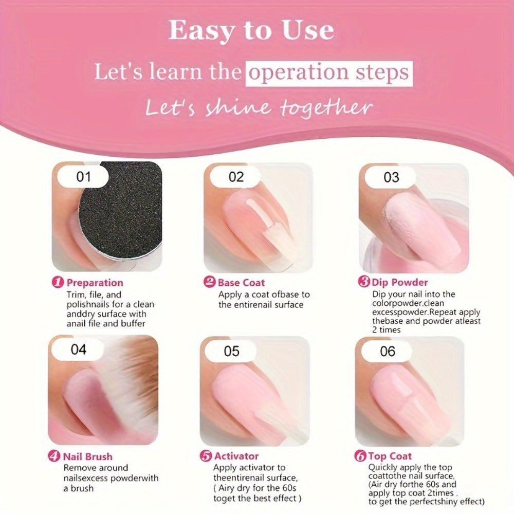 NOCIS 33pcs Dip Powder Nail Set - Sparkling Shades, Activator & Primer for French Manicures, Professional Quality for Home Use - Perfect Gift for Women