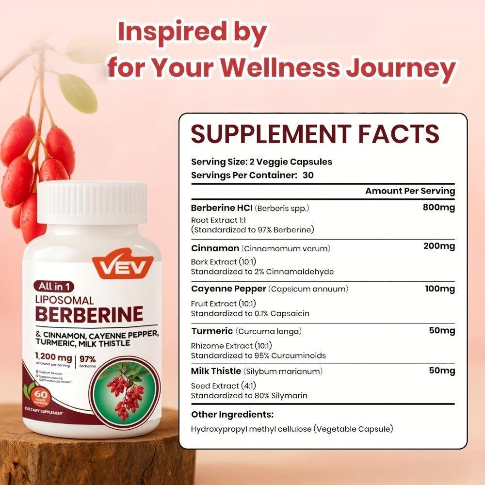 Berberine Supplements with Ceylon Cinnamon, Beet Root & Turmeric, for Daily Wellness, Mood And Focus Support, Ideal Christmas Gift,, Random Products, 1 Bottle for One Month Supply