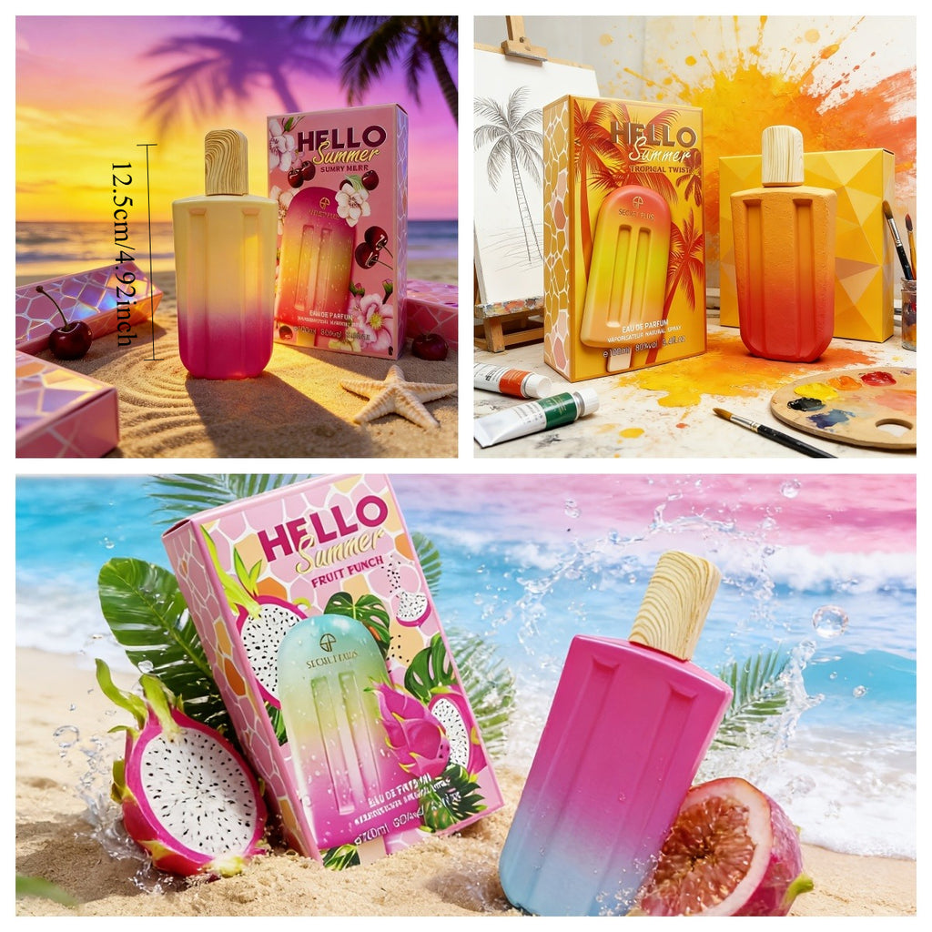 3.38 Ounces of a Ladies' Perfume in Three Summer Tropical Flavors, Featuring a Popsicle-Shaped Bottle And a Tropical Scent