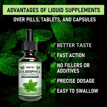 Liquid Chlorophyll Supplement Drops for Internal Deodorant Detox & Skin Clarity | Natural Energy Boost Alkalizing & Antioxidant Support | Plant-Based Daily Wellness Supplement for Men & Women