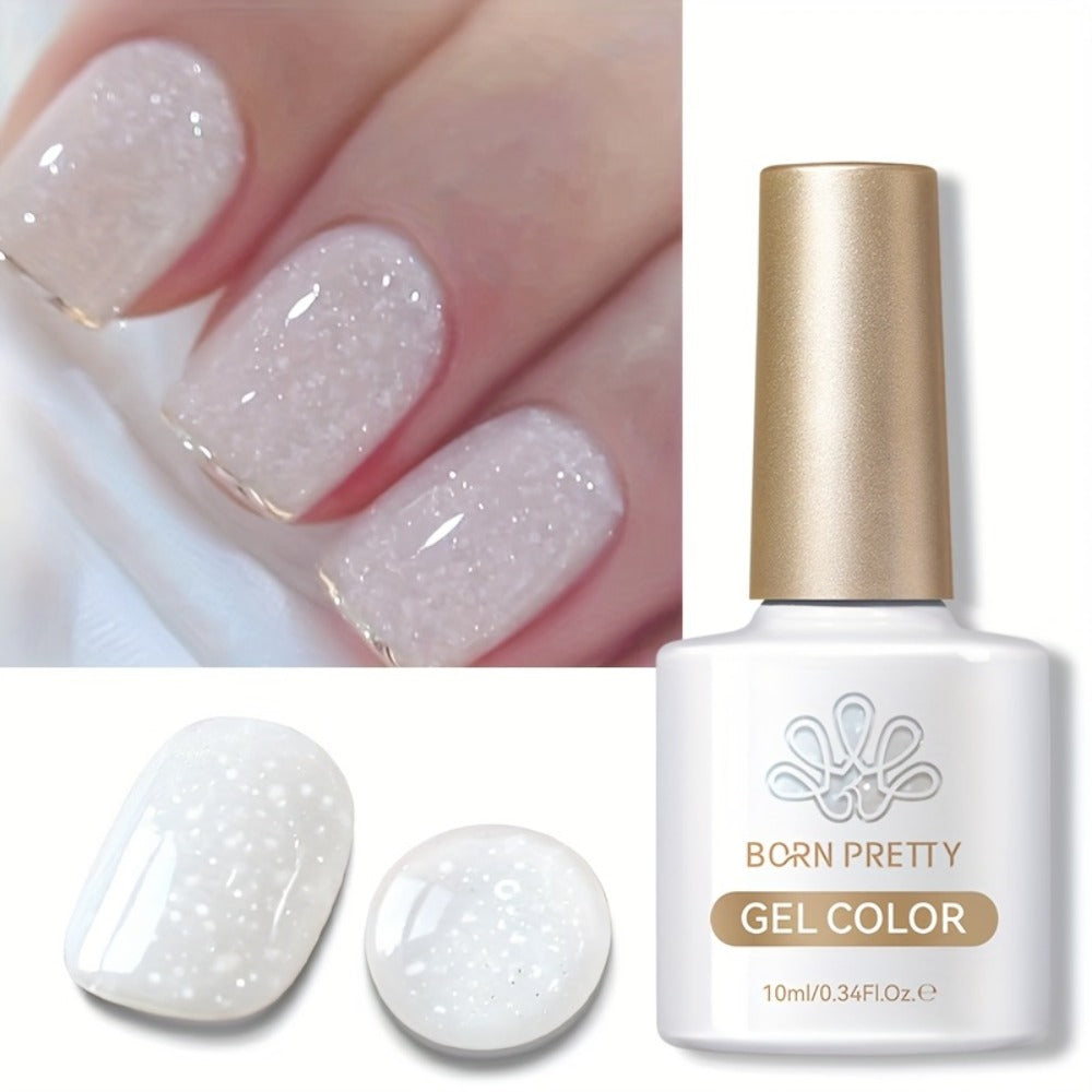 BORN PRETTY 2pcs 0.34oz Snow Glitter Jelly Gel Polish Whte Pink Nail Supplies Vernis Semi Permanent Nail Art Manicure Soak Off LED Gel Nail Varnishes,  Shimmering Nails, Professional Manicure, Longlasting Gel, Uv Gel Varnish, Salon Professionals