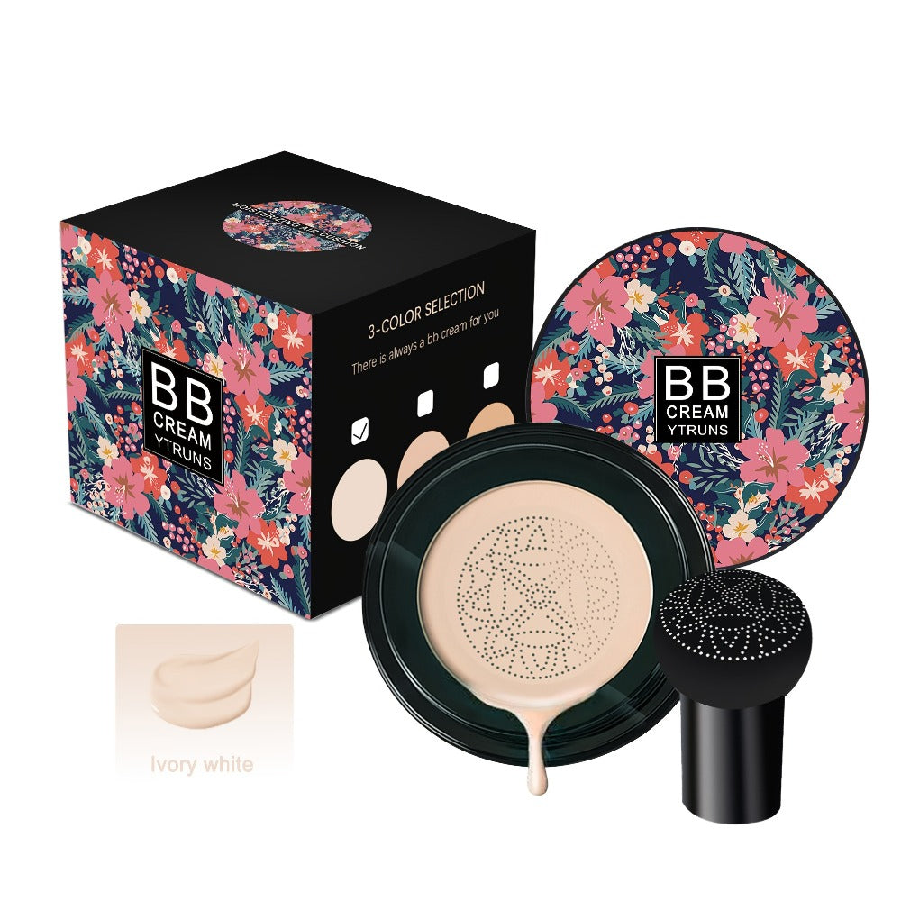 Air Cushion Foundation Full Coverage Moisturizing Lightweight Long-Wear Natural Radiant Finish Mushroom Sponge Applicator for All Skin Types
