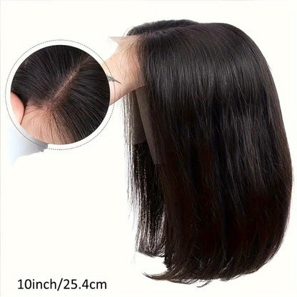 HD Lace Closure Wig Human Hair 250% Density 4x4 Straight Bob Glueless Pre-Plucked Pre-Cut Natural Hairline Scalp Coverage Beginner Friendly 8-16 Inch Black