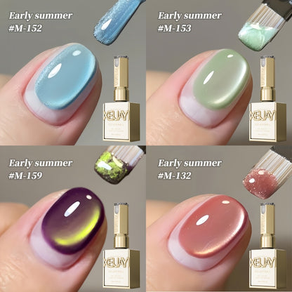 Holographic Cat Eye Gel Polish Set 4 Colors - Reflective Magnetic Nail Gel Soak-Off LED UV Nail Art Kit, Shimmering Cat Eye Effect for Salon DIY Manicure, Women's Nail Art, 0.51oz Each