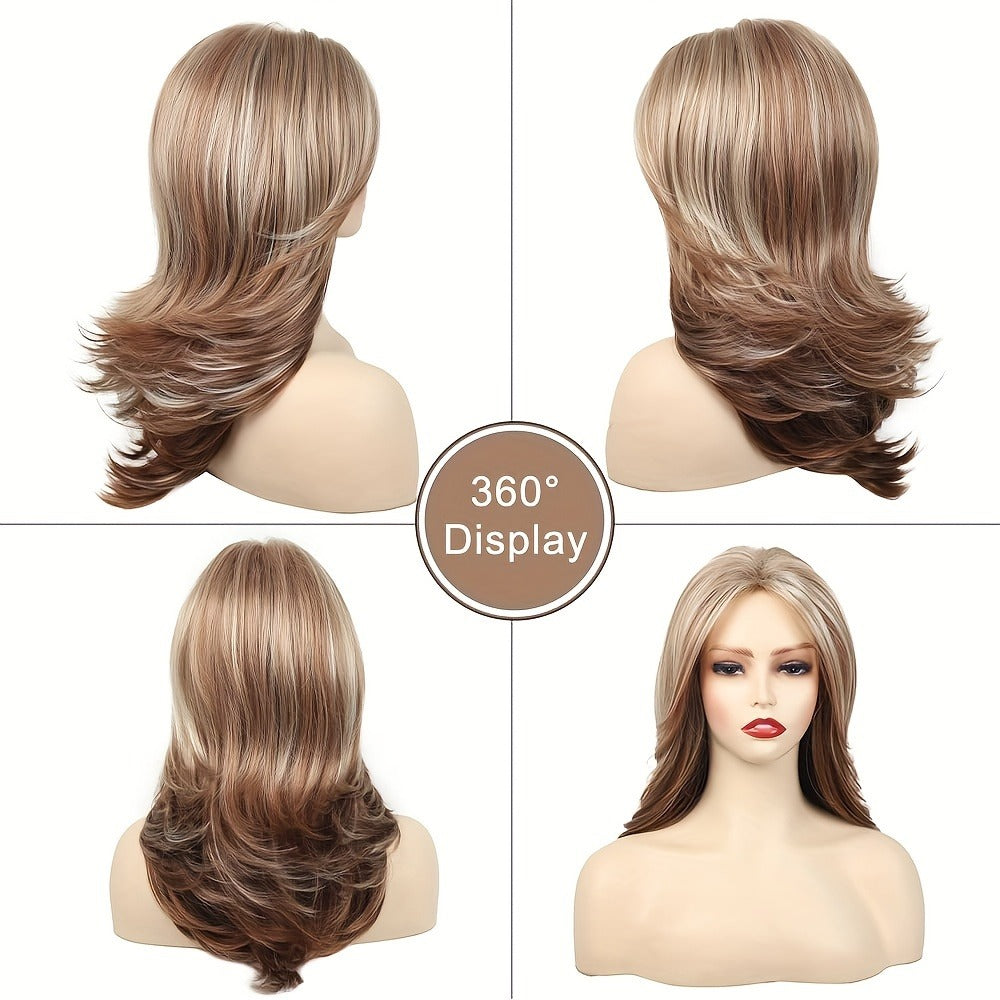 Grey Wig for Women Long Layered Silvery Wavy Synthetic Wig with Highlights 18 Inch Rose Net Cap Beginner Friendly Natural Look Daily Wear Party Cosplay