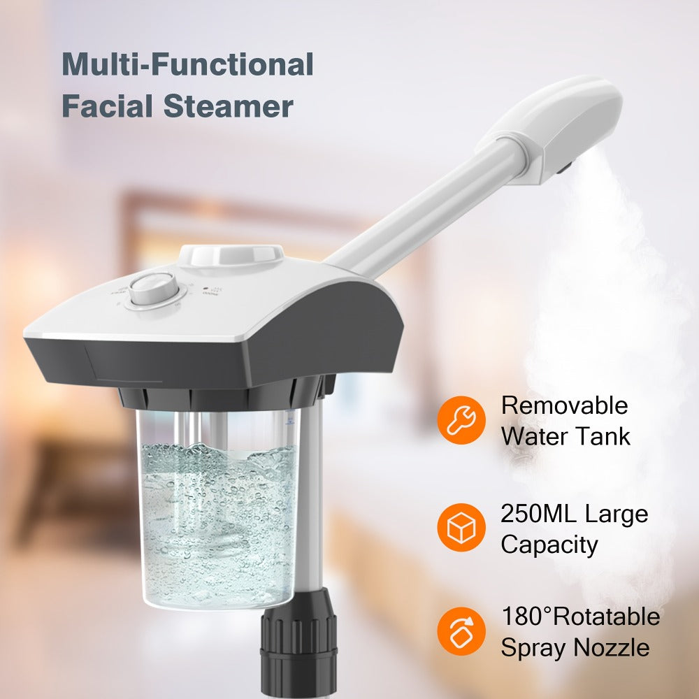 Professional Facial Steamer On Wheels, Hot Mist Steam Machine with Time Preset Function, Face Humidifier Design for Face Spa At Home And Professional Use, Perfect Gift for Her