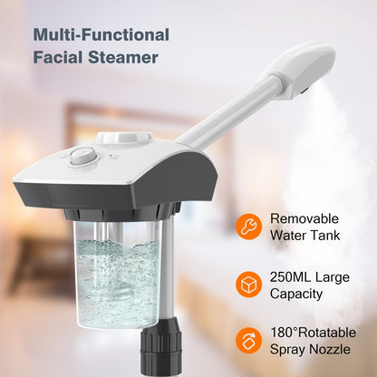 Professional Facial Steamer on Wheels Hot Mist Steam Machine Timer Preset Face Humidifier Home Salon Spa Pore Cleansing Skin Hydration Beauty Device Gift for Her