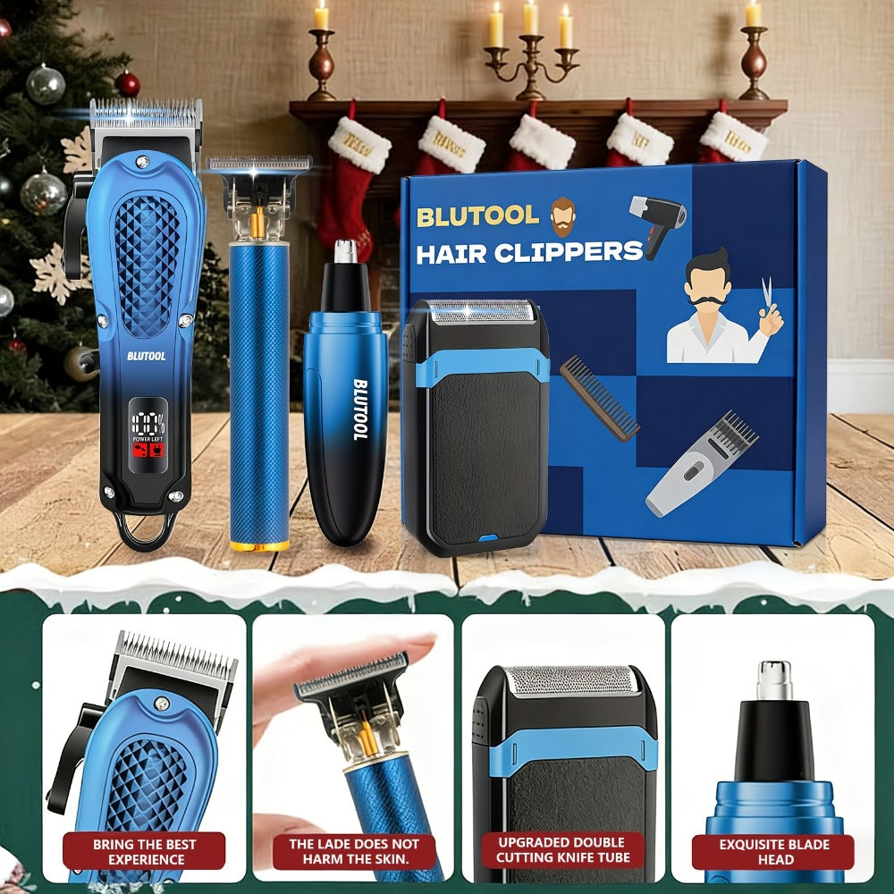 [Gifts for Men] 2pcs/4pcs Men's Cordless Hair Clipper Kits with USB Electric Hair Trimmer Suitable for, Travel, Barber Tools for Haircutting, Gifts for Men, Husbands, Boyfriends, Car Use, USB- Barber Kits
