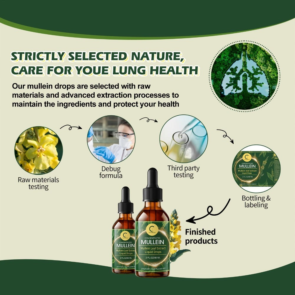 Mullein Drops For Lungs - - Mullein Leaf Liquid Tincture, Support For Respiratory, Immune, Digestive System, Natural Herbal Supplement, 2 FL OZ