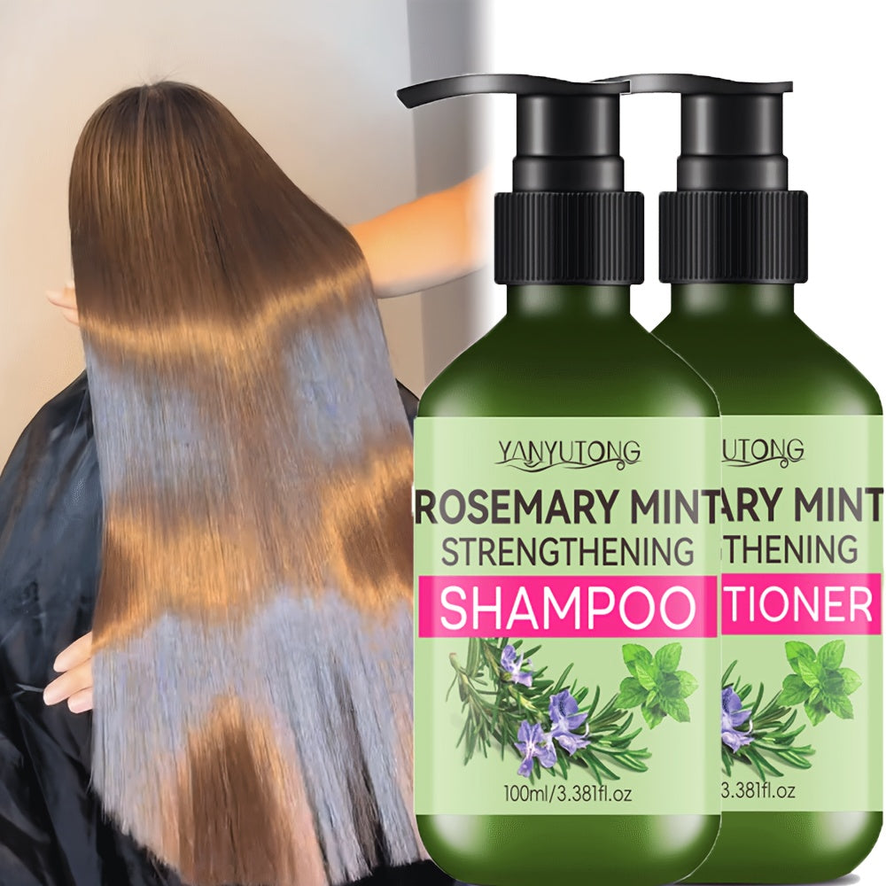 Rosemary Hair Care 3pcs Set - Rosemary Mint Shampoo Rosemary Mint Conditioner Rosemary Fragrance Essential Oil - Contains Rosemary Extract, Which Is Intensely Fragranced, Moisturizes Hair, Cares for Hair Roots, Unisex, Hair Care Set, Hair Care Essentials,
