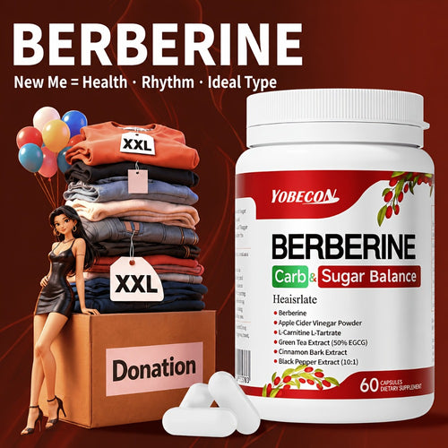 Berberine Supplement Capsules with Apple Cider Vinegar, Cinnamon & Green Tea Extract – Supports Blood Sugar Balance, Healthy Body Shape & Digestion – 60 Capsules, 1 or 2 Bottles, All Ages