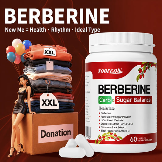 Berberine Capsules with Apple Cider Vinegar, Cinnamon And Green Tea Extract, Supports Healthy Body Shape, Blood Sugar & Digestion, 1Bottle/ 2 Bottles, Suitable for All Ages, 60 Capsules