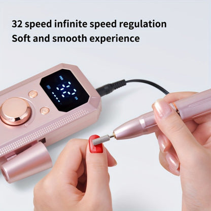Electric Nail Grinder Rechargeable 11 Grinding Heads 20 Sanding Rings High-Speed Nail Drill Machine for Acrylic Gel Nails Home Salon Manicure Pedicure Tool Gift