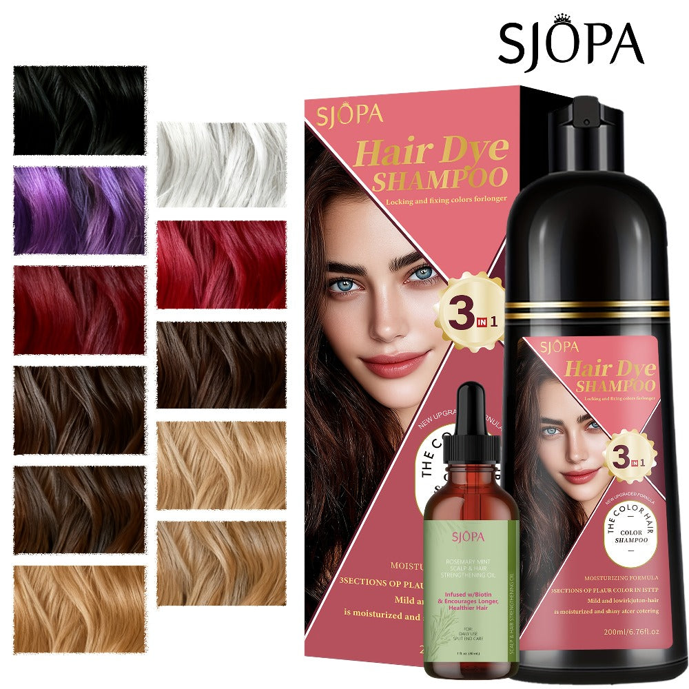 Hair Color Dyeing Shampoo 3-in-1 — Plant Squalane & Glycerin Formula | Colors, Conditions & Cleanses in One Wash | 10 Shades | Easy At-Home Hair Coloring