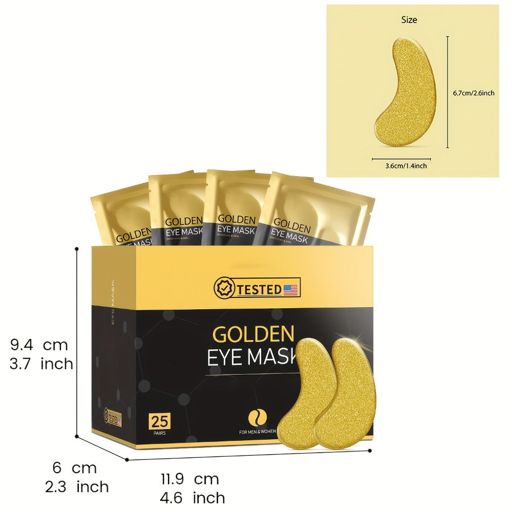 Golden Under Eye Patches (25 Pairs), Eye Masks, Collagen Skincare Items, Patches for Swollen Eyes, Masks for Dark Circles And Puffiness, Ideal for Wedding Party Gifts