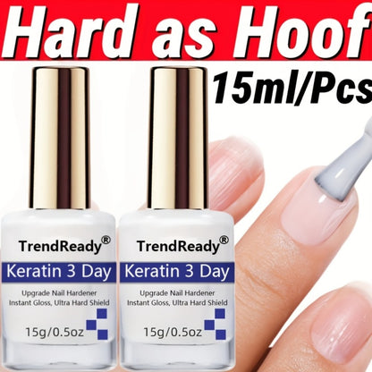 Nail Hardener for Weak & Splitting Nails | Extra Strong White Nail Hardener 2-Pack, Long Lasting Fast Drying Formula with Vitamin E — Manicure Essentials for Nail Care & Strengthening