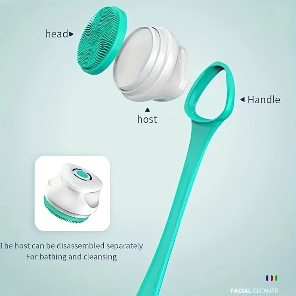 5-in-1 Electric Body, Back and Face Shower Brush, Soft Exfoliating Brush and Rotating Cleanser - Suitable for Full Body, Back and Face - Home Spa Essentials - Shower Back Scrub, Body Care Equipment, Ergonomic Handle