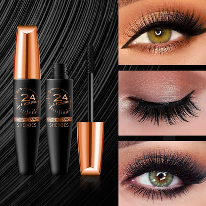 Mascara 3 Pack 8D Volume & Lengthening Formula — Deep Black, Smudge-Proof, Thickening, Plant-Derived Squalane, Warm Water Removable, Long-Lasting Wear for Women