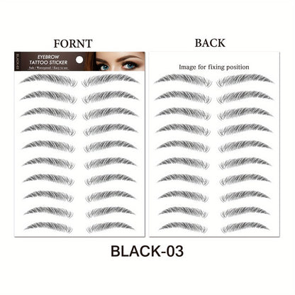 Eyebrow Tattoo Stickers 6D Waterproof Sweat-Proof 8 Pcs, Natural Look Realistic Eyebrow Temporary Tattoos Quick Apply for Women Girls, Semi Permanent Eyebrow Stamp Stencil