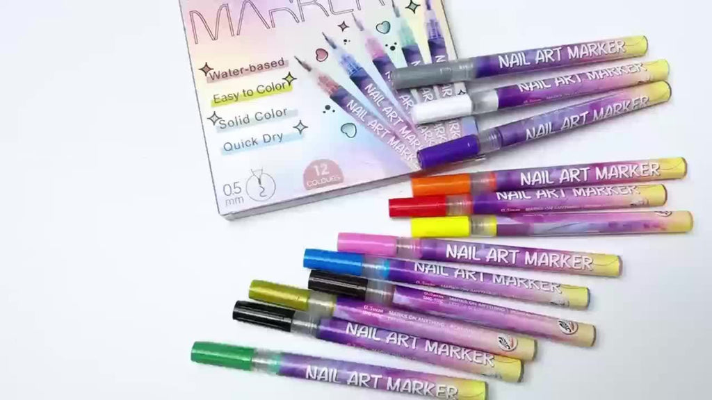 1set Nail Doodle Pen, 12-color Acrylic Paint Pen, Nail Paint Quick Drying Dot Stitching Pen, Precision 3D Doodle Nail Art Pen, Nail Art Pen Set, Quick Drying, Suitable For Home And Salon, Professional Details And Long-lasting Design