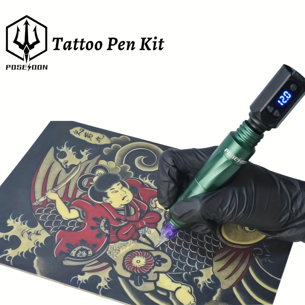 Tattoo Pen Kit Complete Set — Wireless Power Supply, 20pcs Cartridge Needles, Inks, Practice Skin & Professional Tattoo Supplies for Beginners and Artists