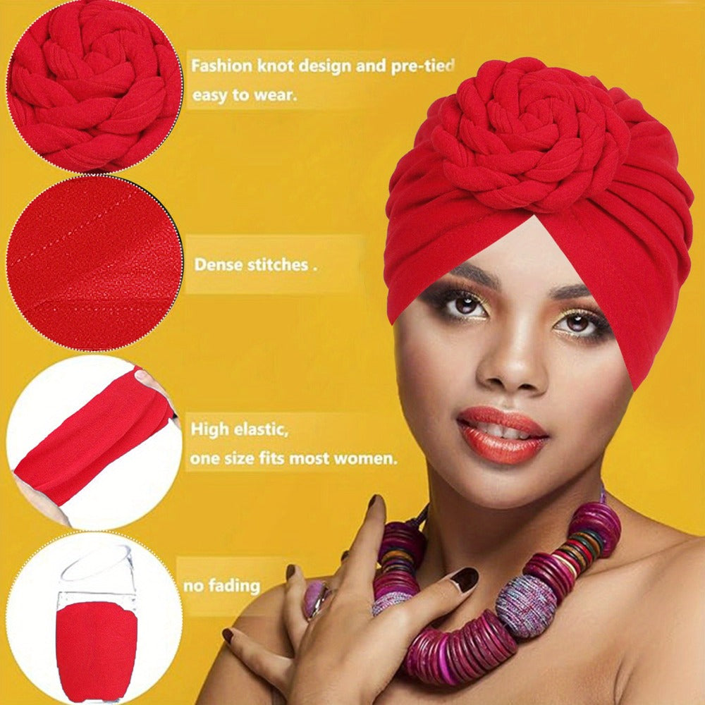 Boho Knit Turban Headbands 5pcs African Indian Style Twisted Knotted Hair Wrap Hat Retro Fashion Versatile Women Head Scarf Baotou Cap Mixed Colors Ethnic Headband Set
