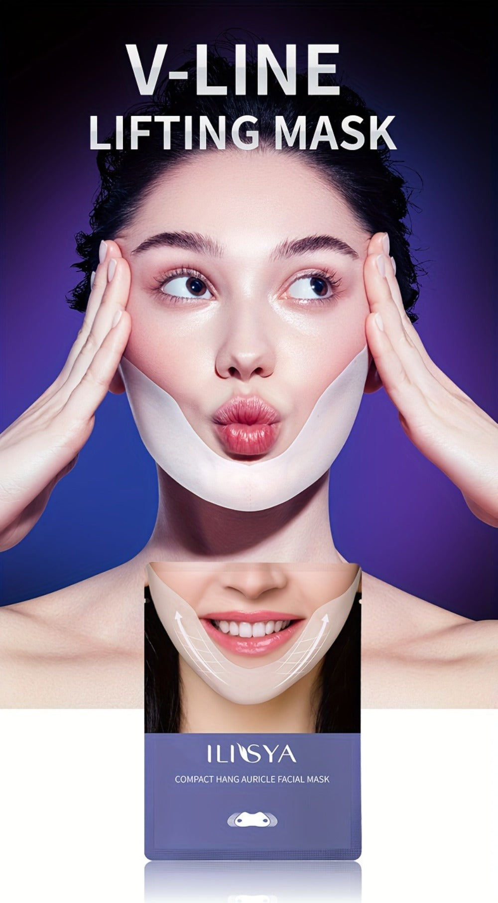 ILISYA V Shaped Double Chin Gel Mask 7pcs, V Line Chin Lifting Strap, Toning Hydrogel Collagen Face Mask with Hyaluronate And Coffee Extract, Firming Tightening Skin Chin Up Sculpting Tape, Neck Jawline Lift Belt