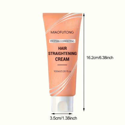 Hair Straightening Cream Protein Formula - Moisturizing Smoothing Deep Hydration Frizz Control, Strengthens All Hair Types, Non-Greasy Lightweight Texture, Salon-Quality Results at Home, 100g
