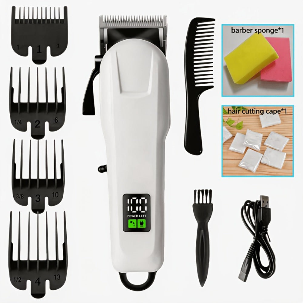 Golden Hair Clipper Professional Set, Men's Hairdresser Set, USB Charging, Large-capacity Battery Life, LCD Display Power, Business Travel Essential, Perfect Gift for Dad, Son, Brother and Friends