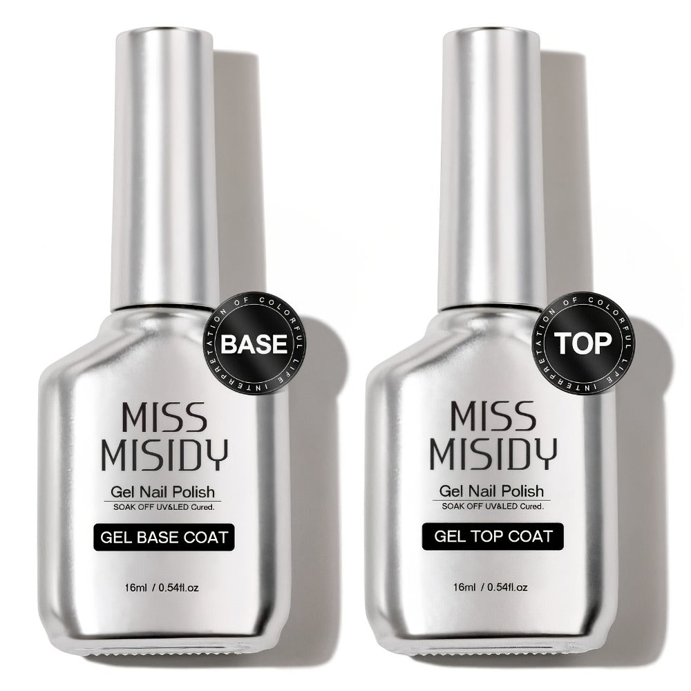 Gel Base Coat and Top Coat Set 2Pcs Super Shine Finish Long Lasting Soak-Off LED UV Nail Lamp Gel Polish Foundation Seal Manicure Kit Nail Art Essentials Gift for Women