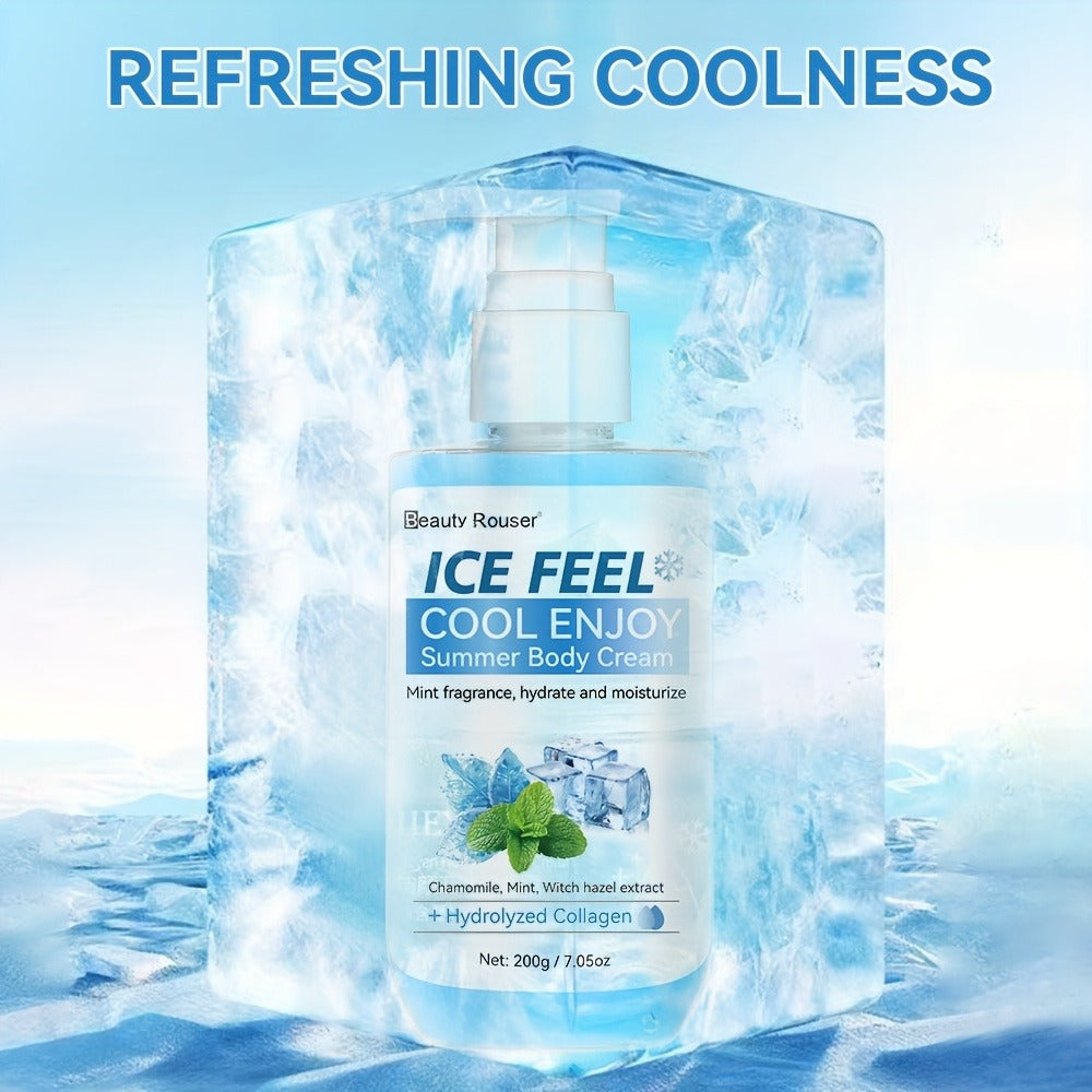 Cooling Body Cream with Mint Extract & Hydrolyzed Collagen - Hydrating Moisturizer for Dry Rough Skin Non-Greasy Lightweight Hypoallergenic Formula for All Skin Types Unisex