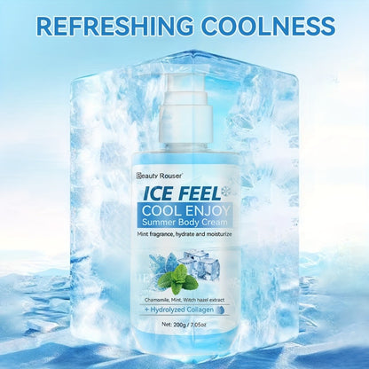 Cooling Body Cream with Mint Extract & Hydrolyzed Collagen - Hydrating Moisturizer for Dry Rough Skin Non-Greasy Lightweight Hypoallergenic Formula for All Skin Types Unisex