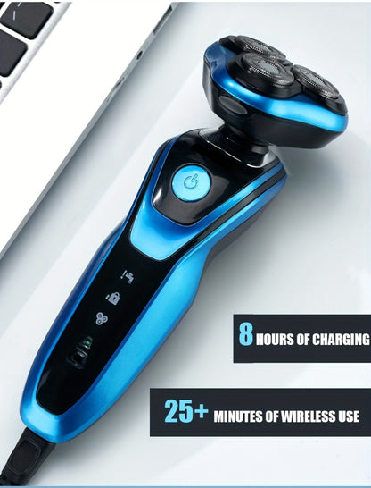 Electric Shaver for Men 3-in-1 USB Rechargeable Floating Blade Nose Hair Trimmer Sideburn Trimmer Digital Display Portable Grooming Kit Gift for Men Black Blue