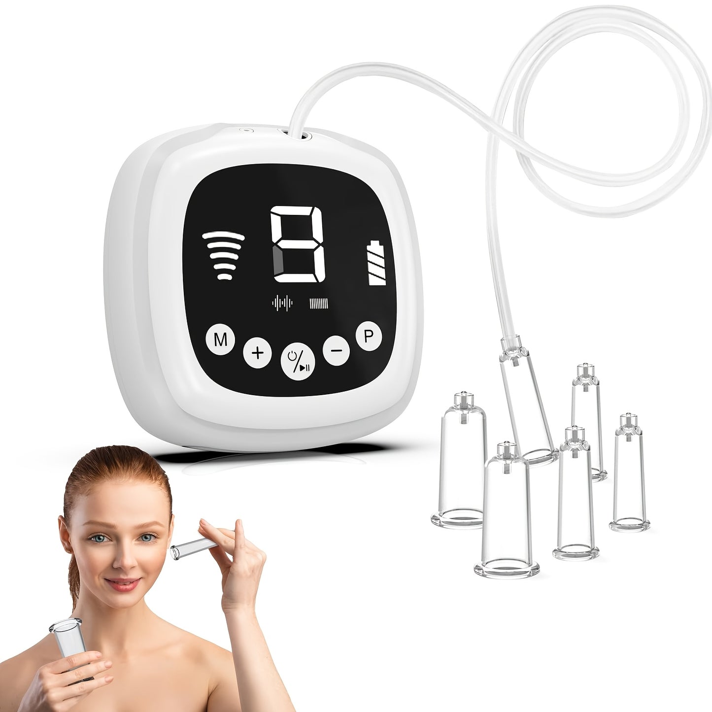 Electric Facial Cupping Set 3-in-1 — Face, Neck & Eye Cupping Massage Tool, 2 Modes 9 Suction Levels 5 Frequencies, Skin Lifting & Anti-Aging Beauty Device