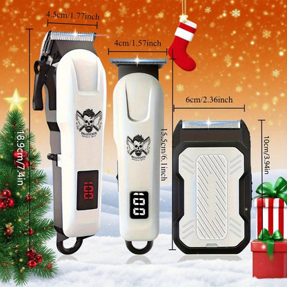 Cordless Hair Clipper Set USB Rechargeable Professional Electric Shaver with LED Display for Men - 2 or 3 Piece Home & Travel Grooming Kit Gift