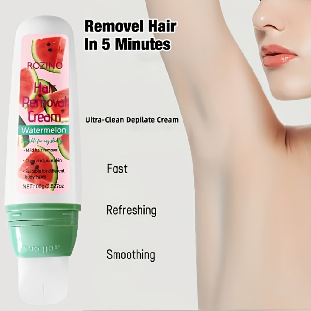 Use Once For, 3-Month Effectiveness, 100g Watermelon Hair Removal Cream, Instant Hair Removal, Non Irritating To The Light Beige, Smooth And Residue Free Semi Permanent, Used For Hair Removal On The Face, Lips, Armpits, Legs Arms And Private Areas
