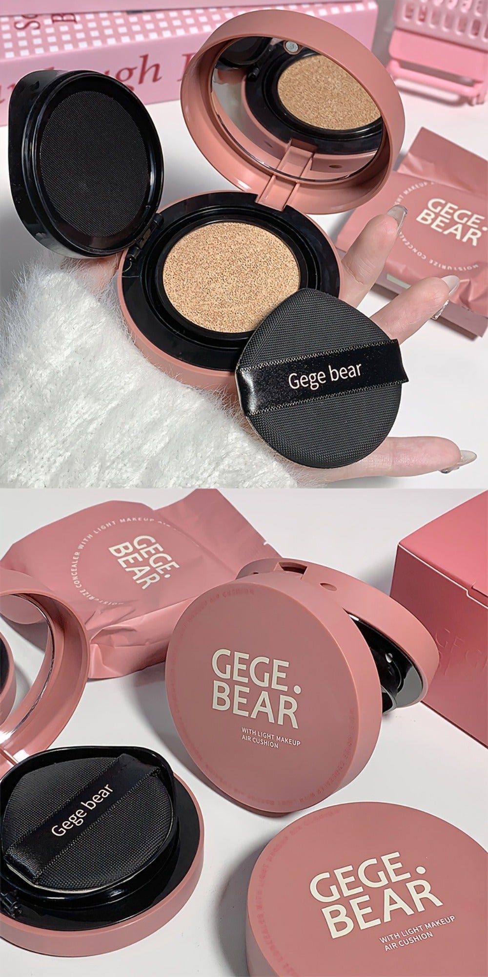 Cushion BB Foundation Cream with Replacement Core - Waterproof Oil Control Invisible Pore Coverage, Moisturizing Lightweight Formula, Buildable Natural Finish for All Skin Types, Ivory White