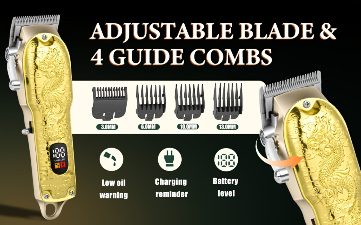 Men's Hair Clipper & Trimmer Gift Set — LQT 3-Piece Cordless Professional Hair Clipper, Electric Shaver & Hair Cutter with LED Display, Gift Box Packaging, Perfect Father’s Day & Birthday Gift