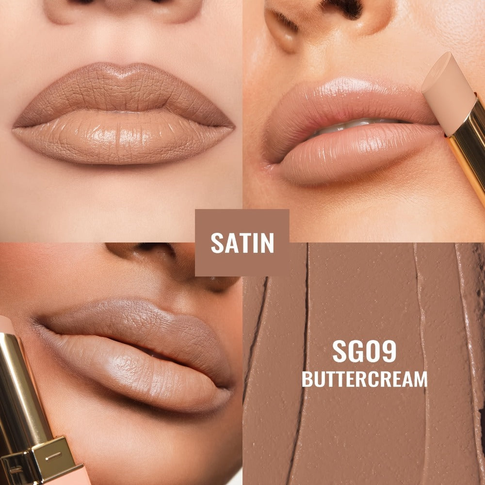Nude Lipstick Set Oulac Satin Finish - Lightweight Moisturizing Full Coverage Lip Color, Cream-to-Satin Formula, 12g Each, Gift-Ready for Women All Skin Tones (LT-SG Nude Set 2 & 3)