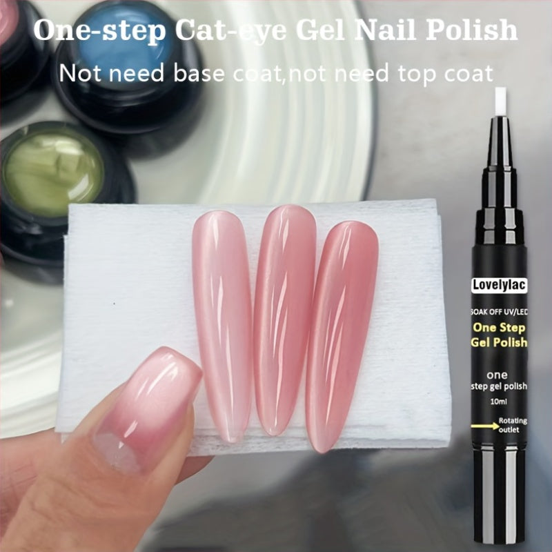 0.34oz Cat Eye Gel Nail Pen, a Comprehensive Solution Combining Base Coat, Color Polish, And Top Coat. The 2025 Edition Features Ultra-Bright, Gentle, High-Saturation Polygel That Is Smooth, Durable, And Long-Lasting