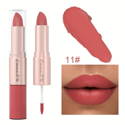Matte Lipstick Set 4pcs - 2-in-1 Matte Lipstick & Lip Gloss Combo, Long-Lasting Comfortable Wear, Easy to Apply Velvety Lip Color, Perfect Valentine's Day Gift Set for Women